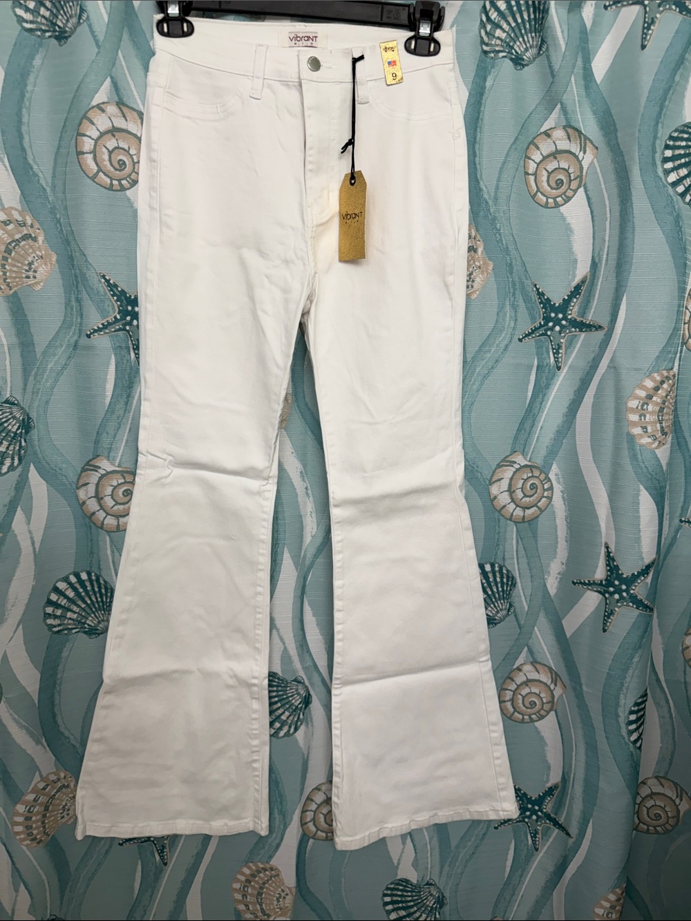 Vibrant White Flared High-Rise Jeans